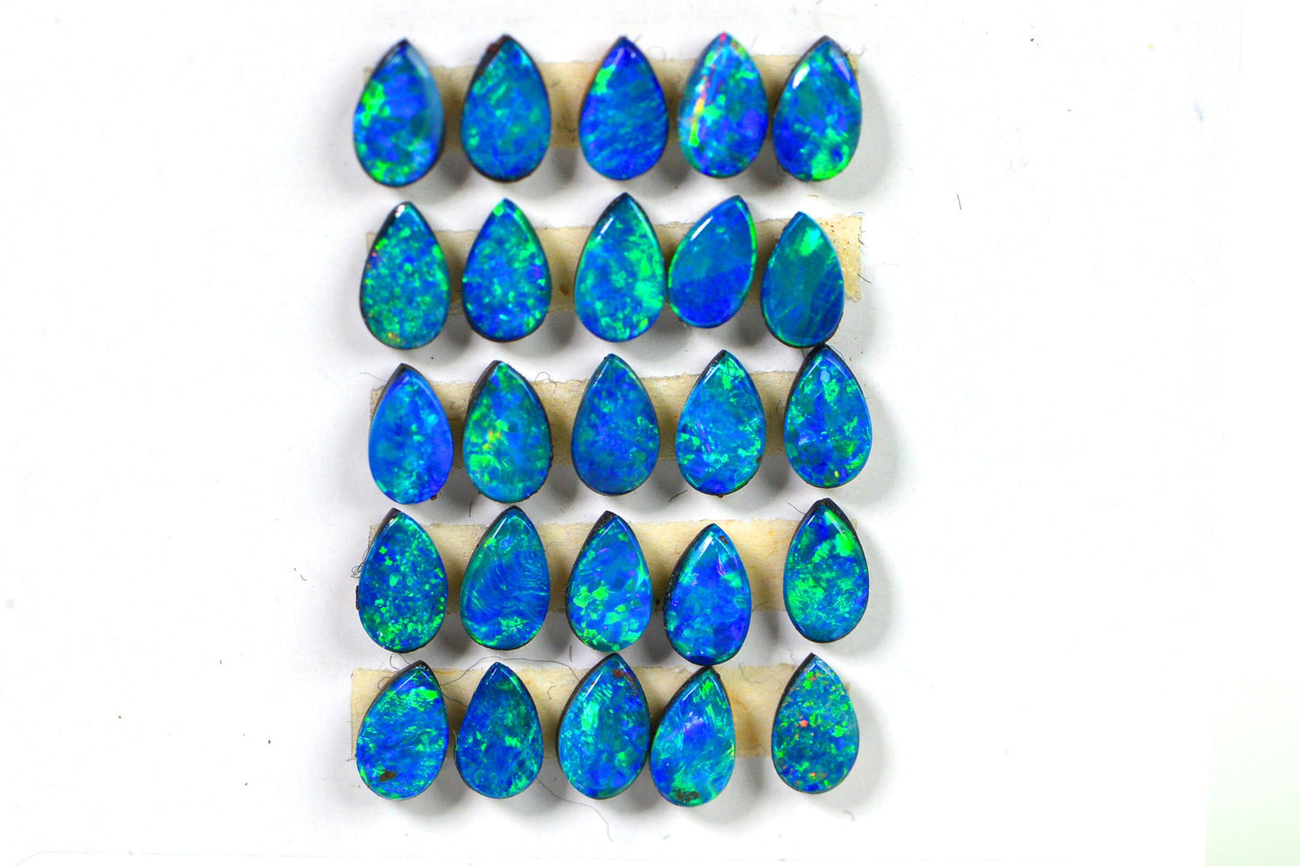 AAA Australian Black Opal Doublet Cabochon: Metallic Teardrop Gemstone (3X5mm) One Stone