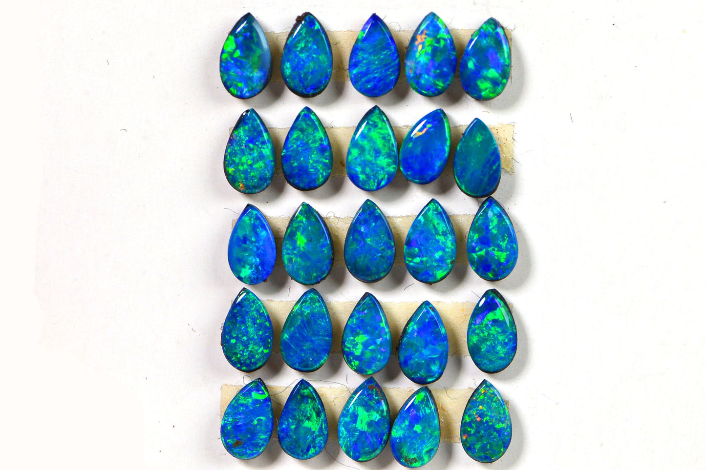 AAA Australian Black Opal Doublet Cabochon: Metallic Teardrop Gemstone (3X5mm) One Stone