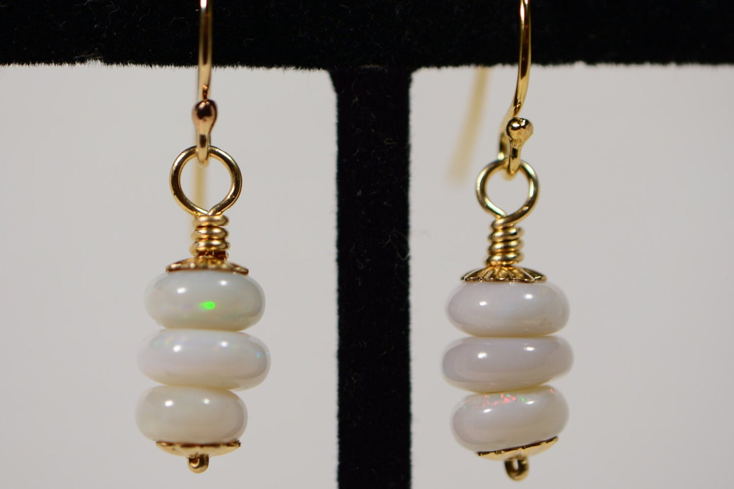 Australian Solid White Opal Earrings 14K Gold Filled Earrings Birthday gift