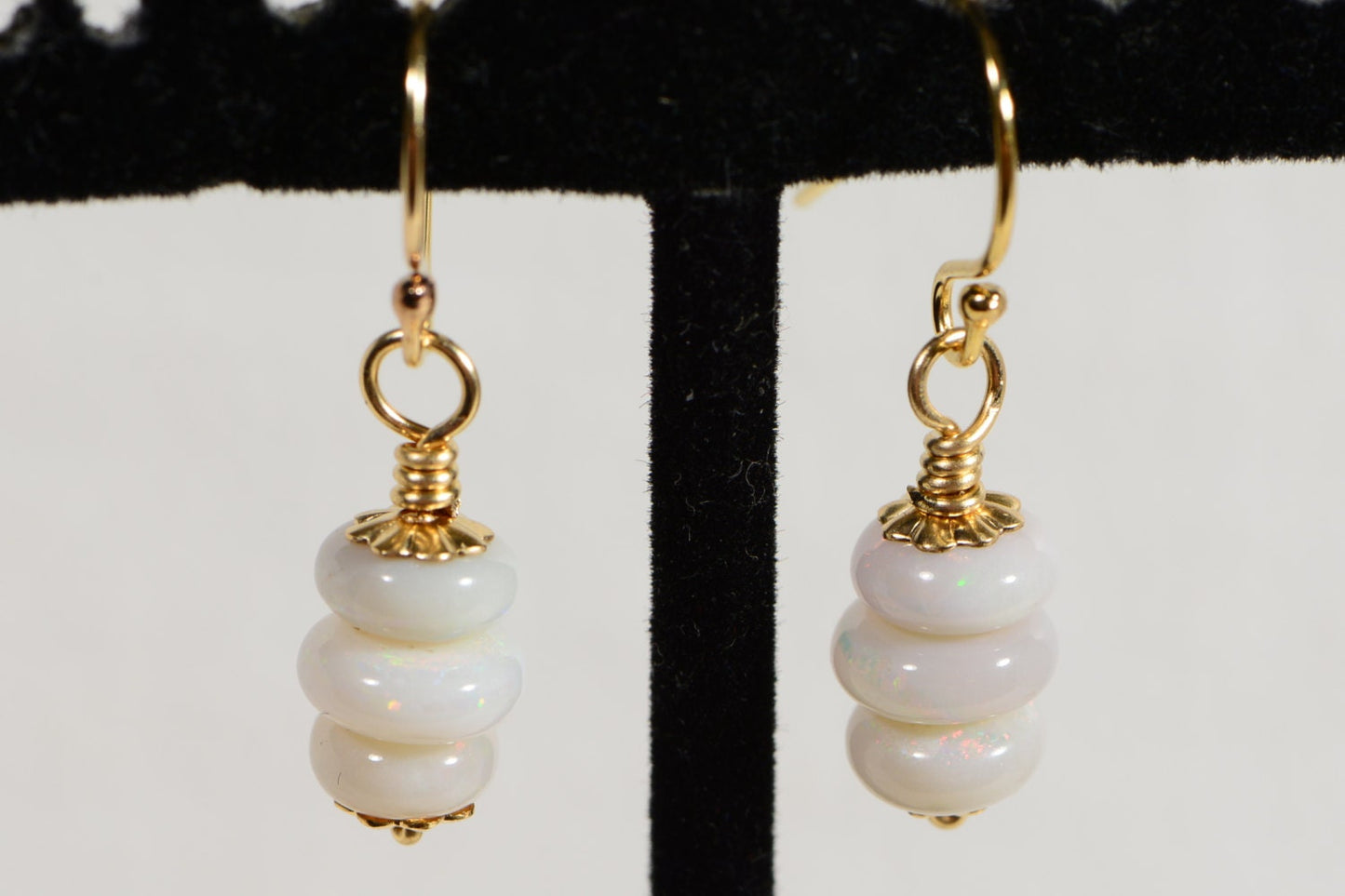 Australian Solid White Opal Earrings 14K Gold Filled Earrings Birthday gift