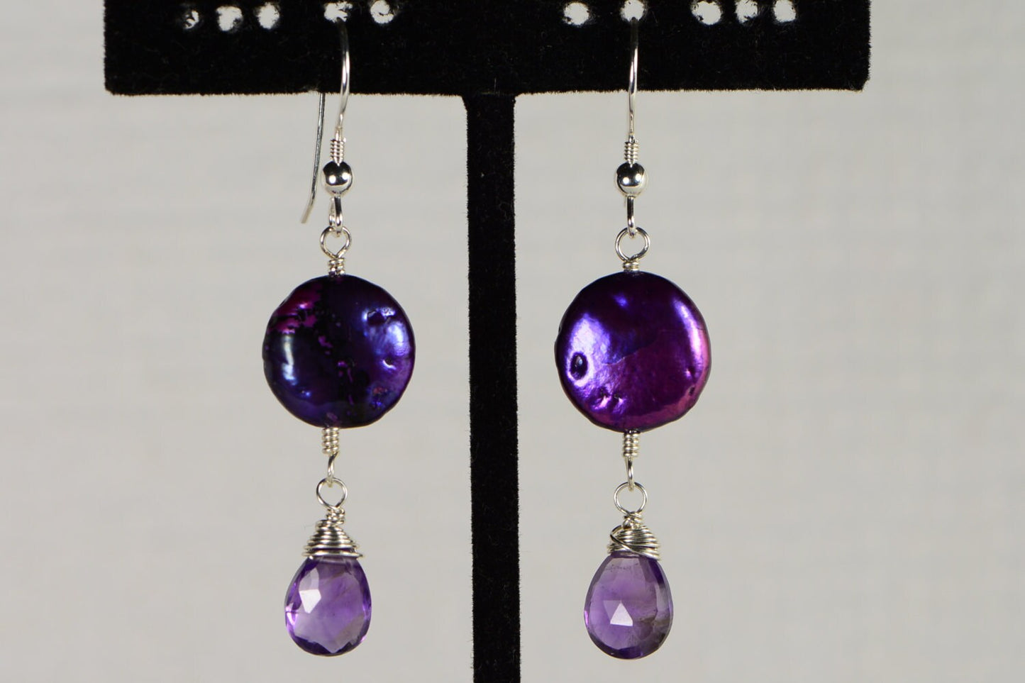 Puple Pearl Earrings Amethyst earrings