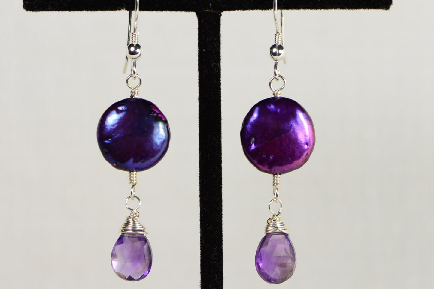 Puple Pearl Earrings Amethyst earrings