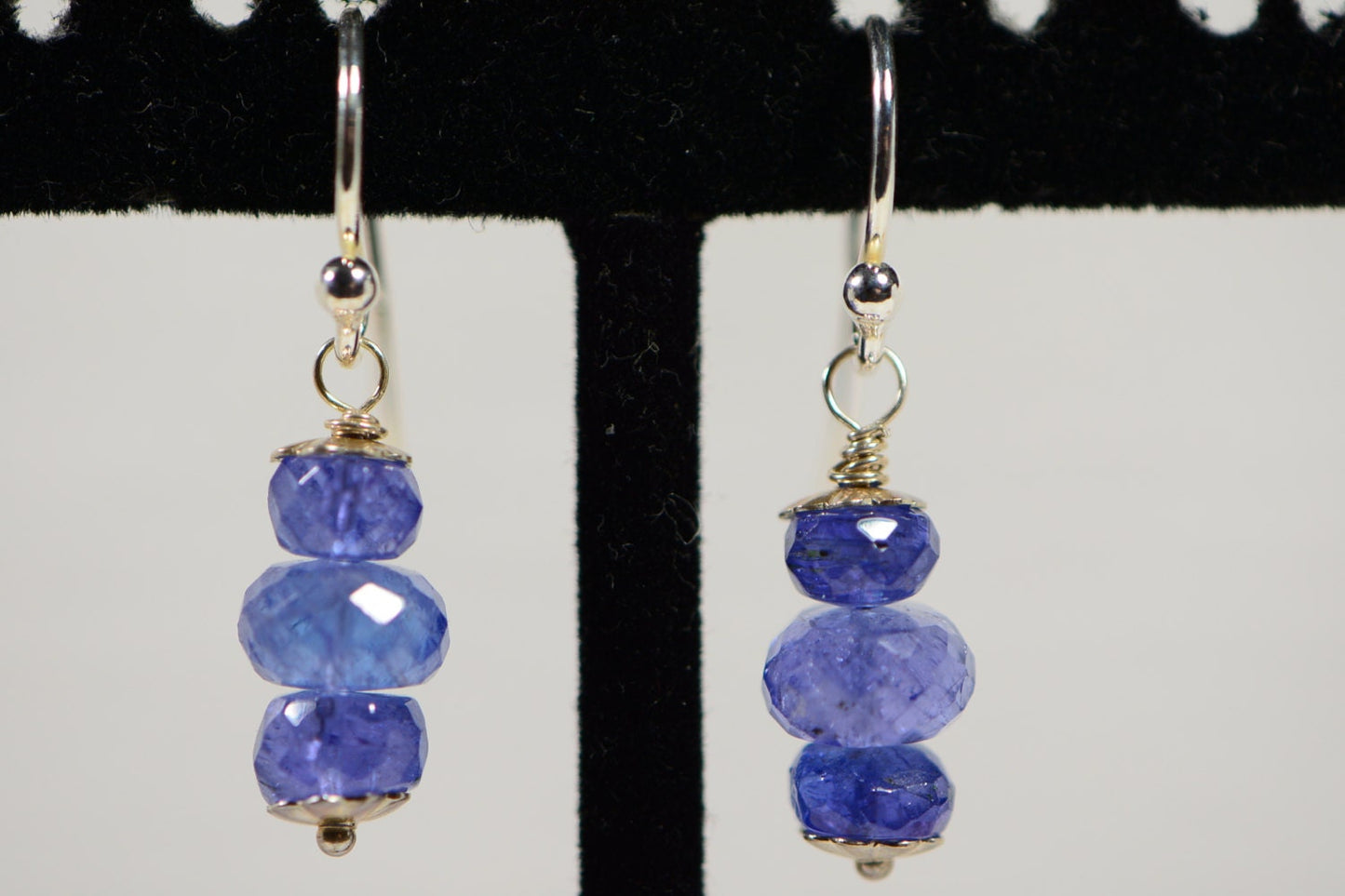 Tanzanite Earrings – Sterling Silver Wire Wrapped, Simple Dangle