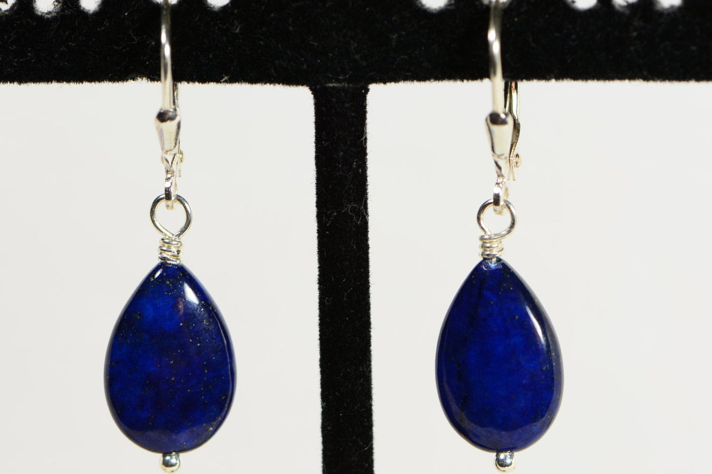Lapis Lazuli Sterling Silver Drop Earrings, Natural Gemstone