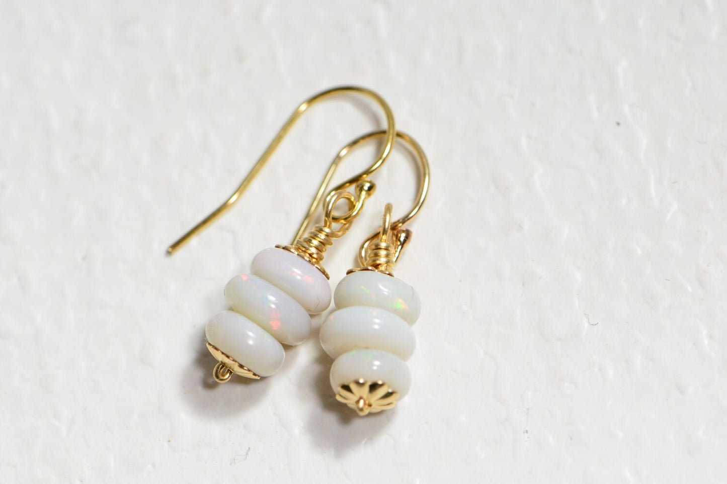 Australian Solid White Opal Earrings 14K Gold Filled Earrings Birthday gift
