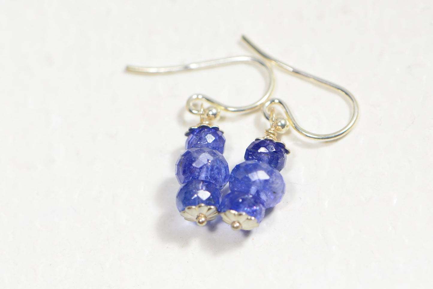 Tanzanite Earrings – Sterling Silver Wire Wrapped, Simple Dangle