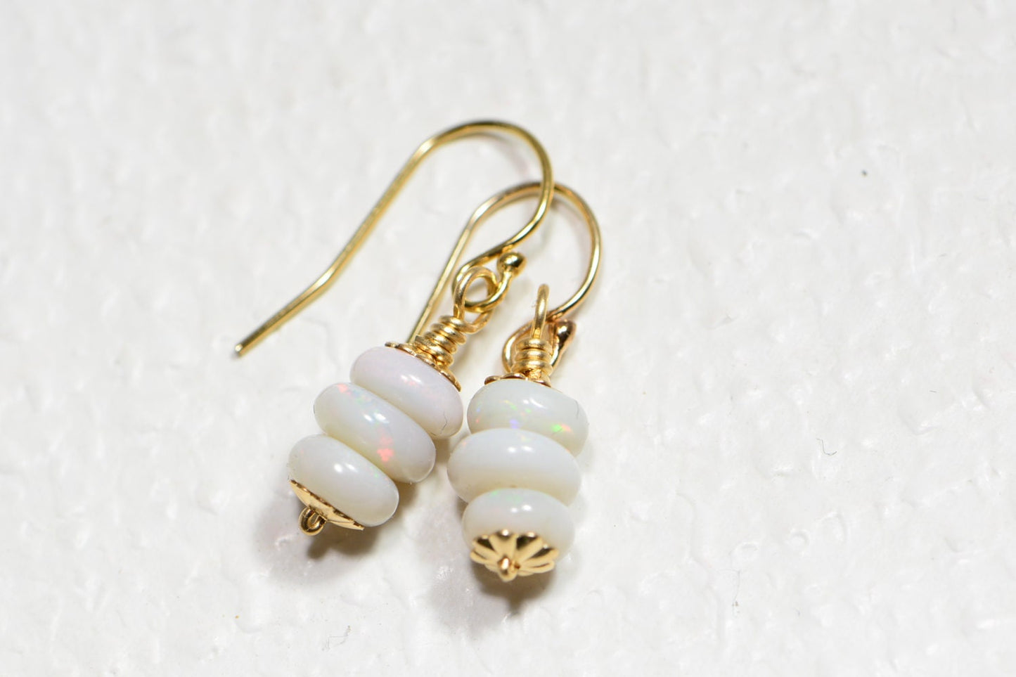 Australian Solid White Opal Earrings 14K Gold Filled Earrings Birthday gift