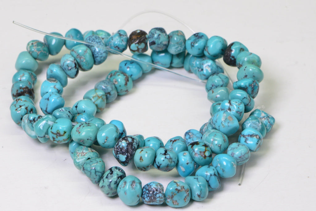 Kingman Turquoise Nugget Beads: Natural Arizona Gemstone, 16 Inch Strand