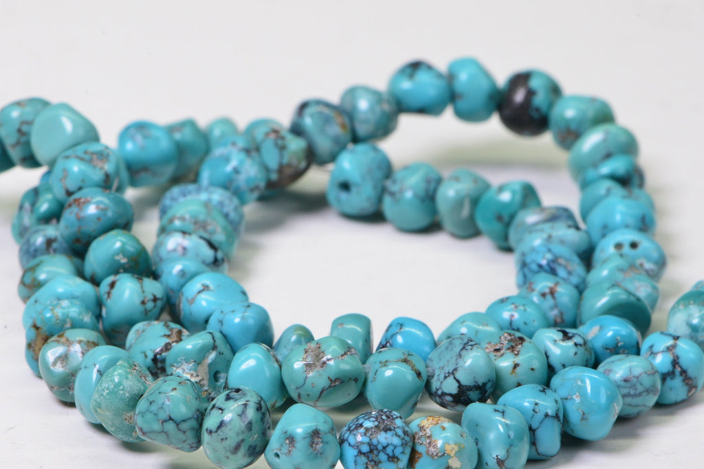 Kingman Turquoise Nugget Beads: Natural Arizona Gemstone, 16 Inch Strand