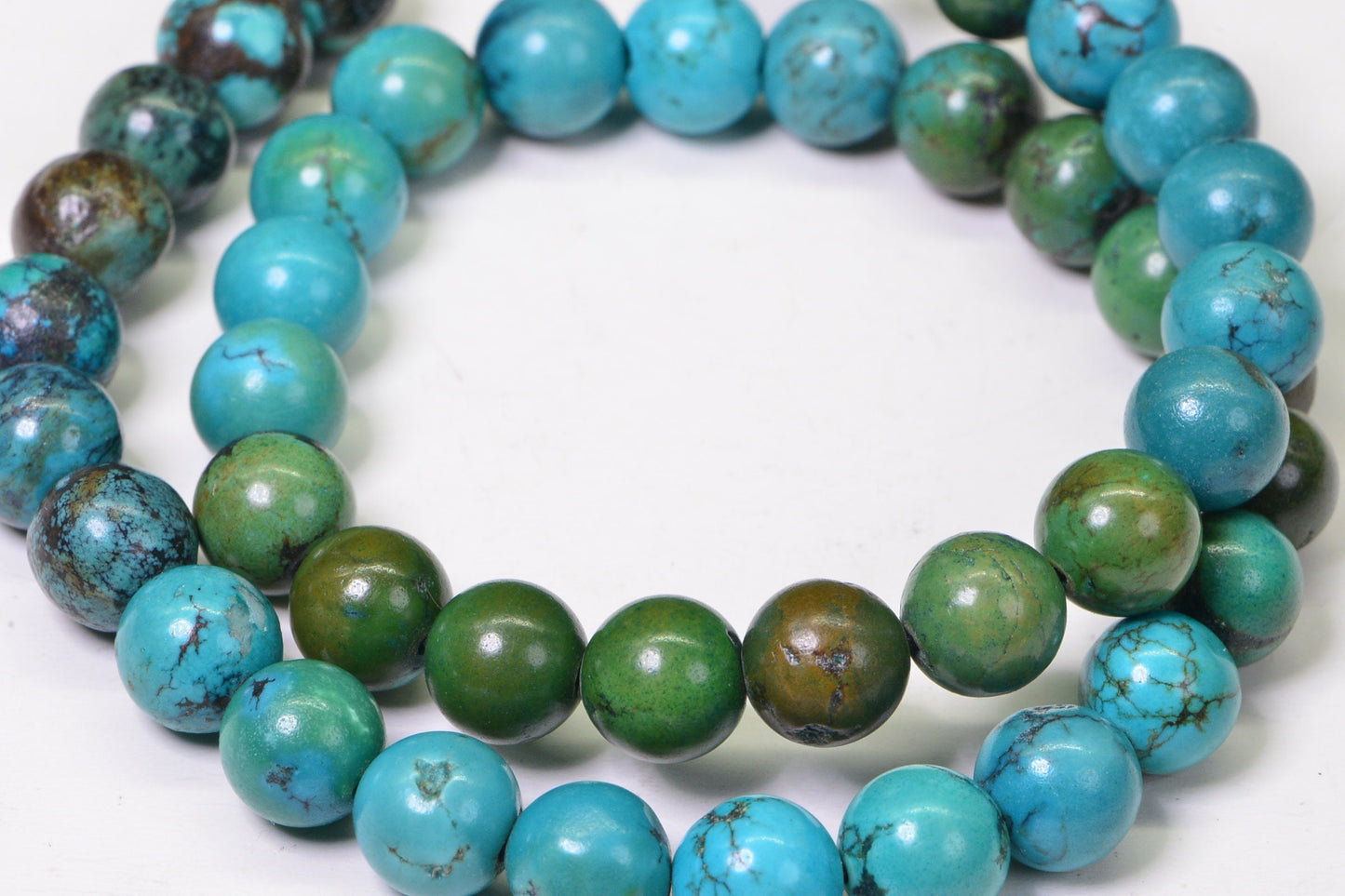 African Jasper Turquoise Beads: 9mm Round Gemstone, 16" Strand