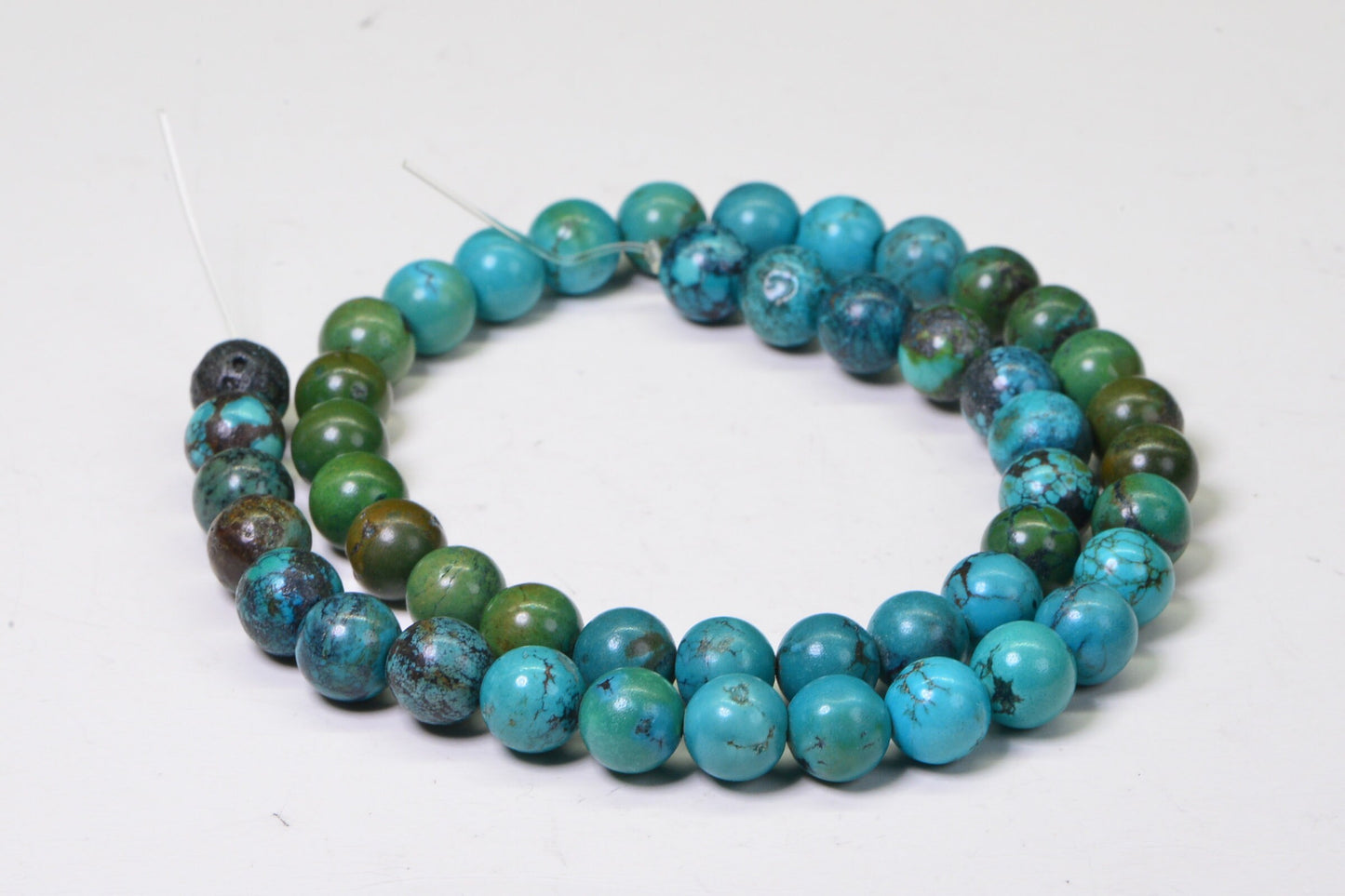 African Jasper Turquoise Beads: 9mm Round Gemstone, 16" Strand