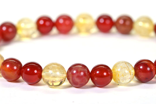 Red Agate Carnelian Citrine Bracelet: Mixed Gemstone Crystal Healing