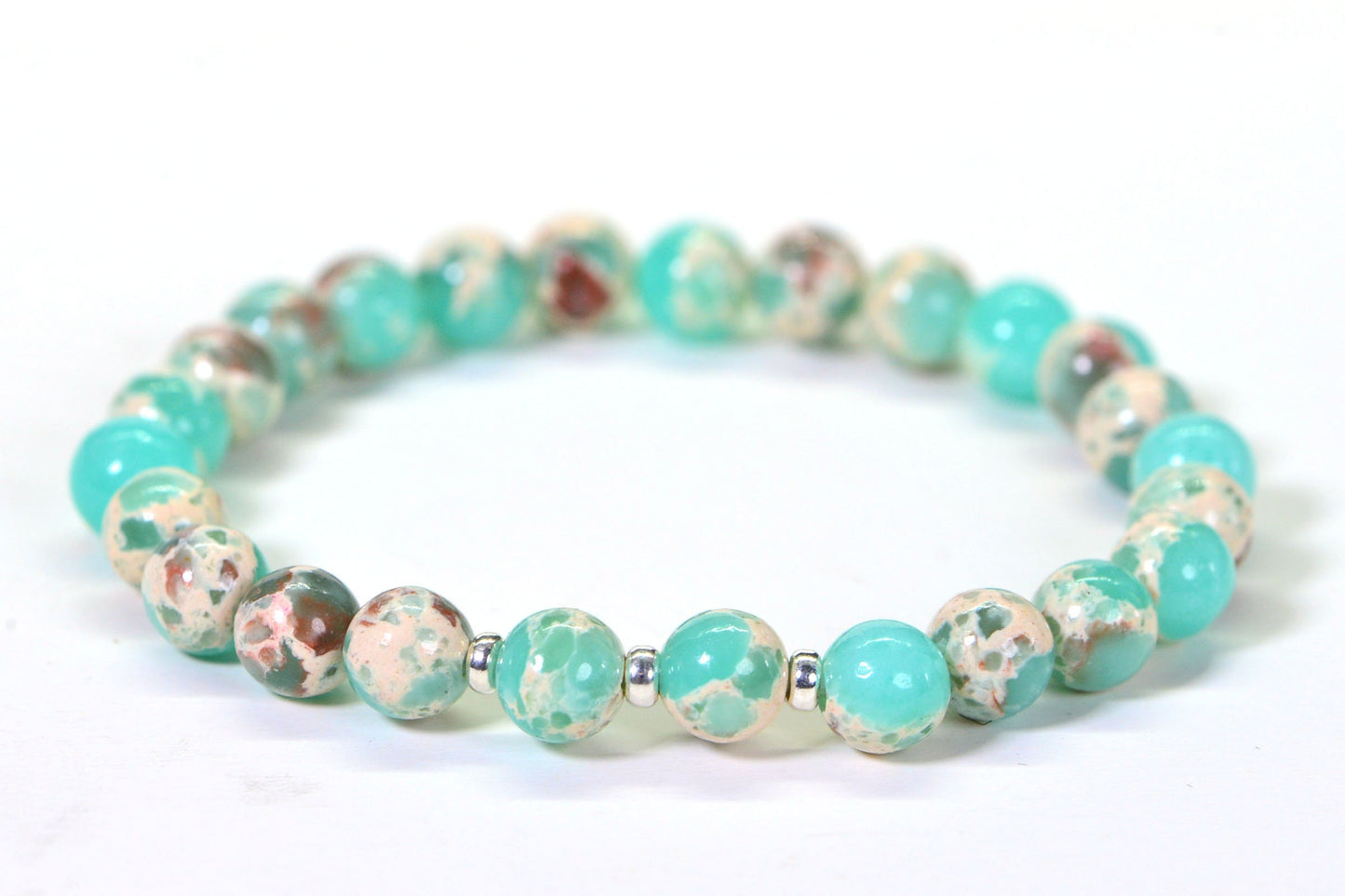 Chrysocolla Jasper Bracelet: 6mm Mint Green Gemstone Stretch Bracelet