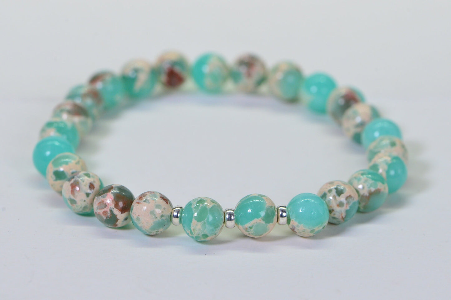 Chrysocolla Jasper Bracelet: 6mm Mint Green Gemstone Stretch Bracelet