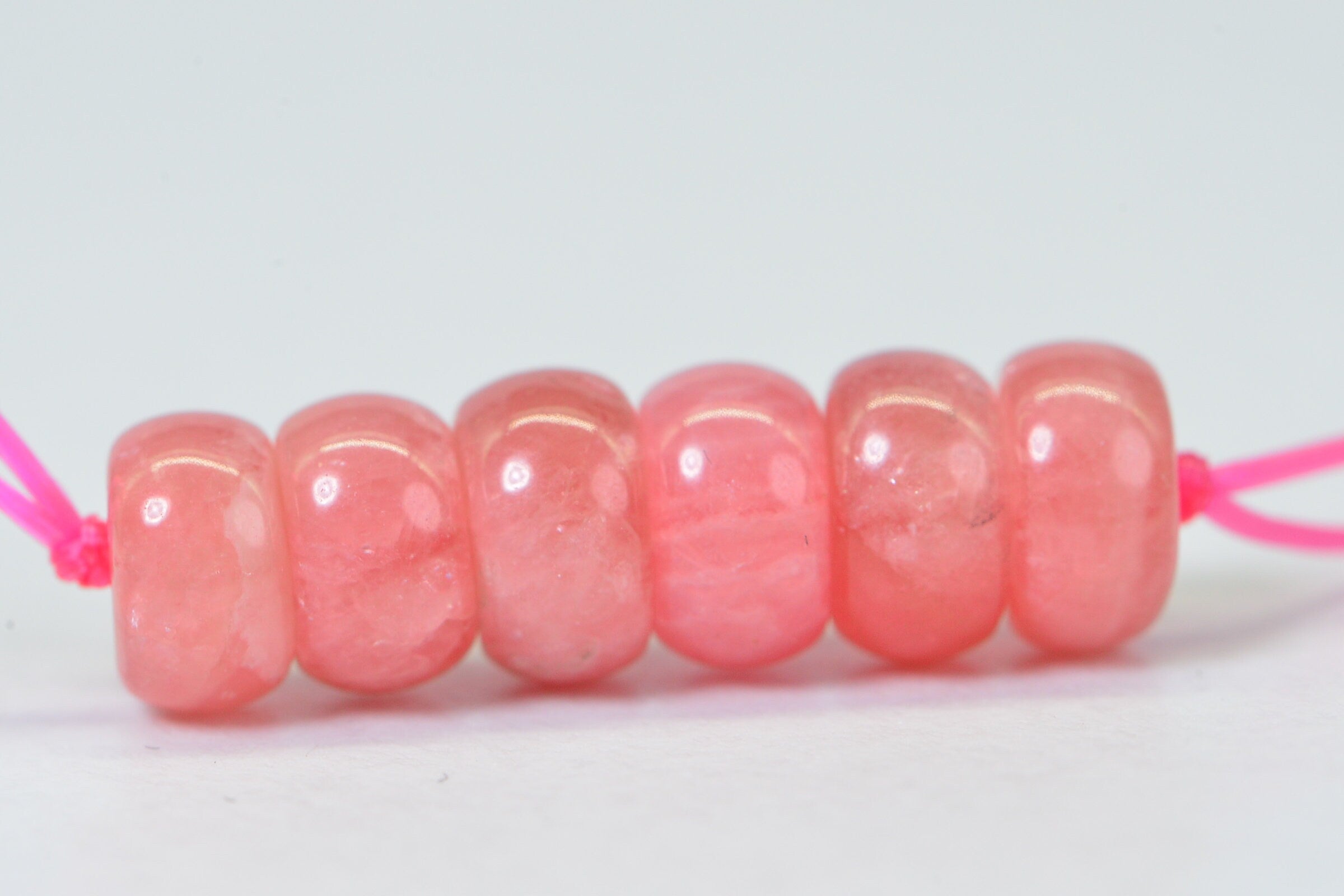 6mm Rhodochrosite Rondelle Beads: Natural Pink Gemstone Supplies