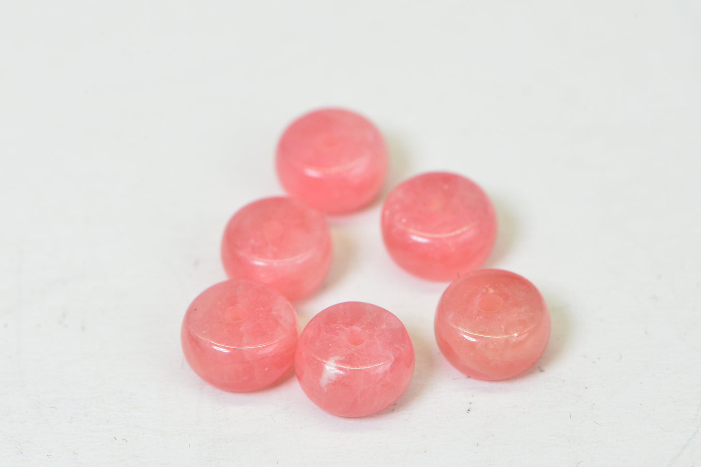 6mm Rhodochrosite Rondelle Beads: Natural Pink Gemstone Supplies