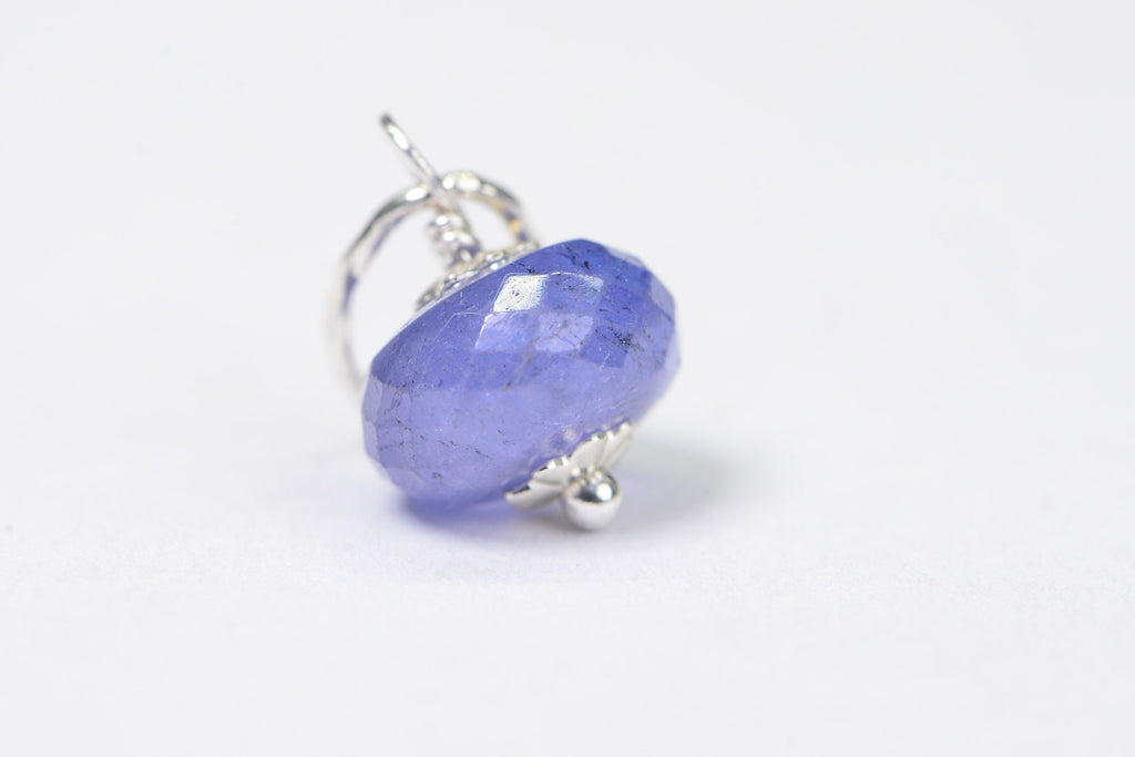 Tanzanite Charm: Sterling Silver Wire Wrapped Dangle, December Birthstone