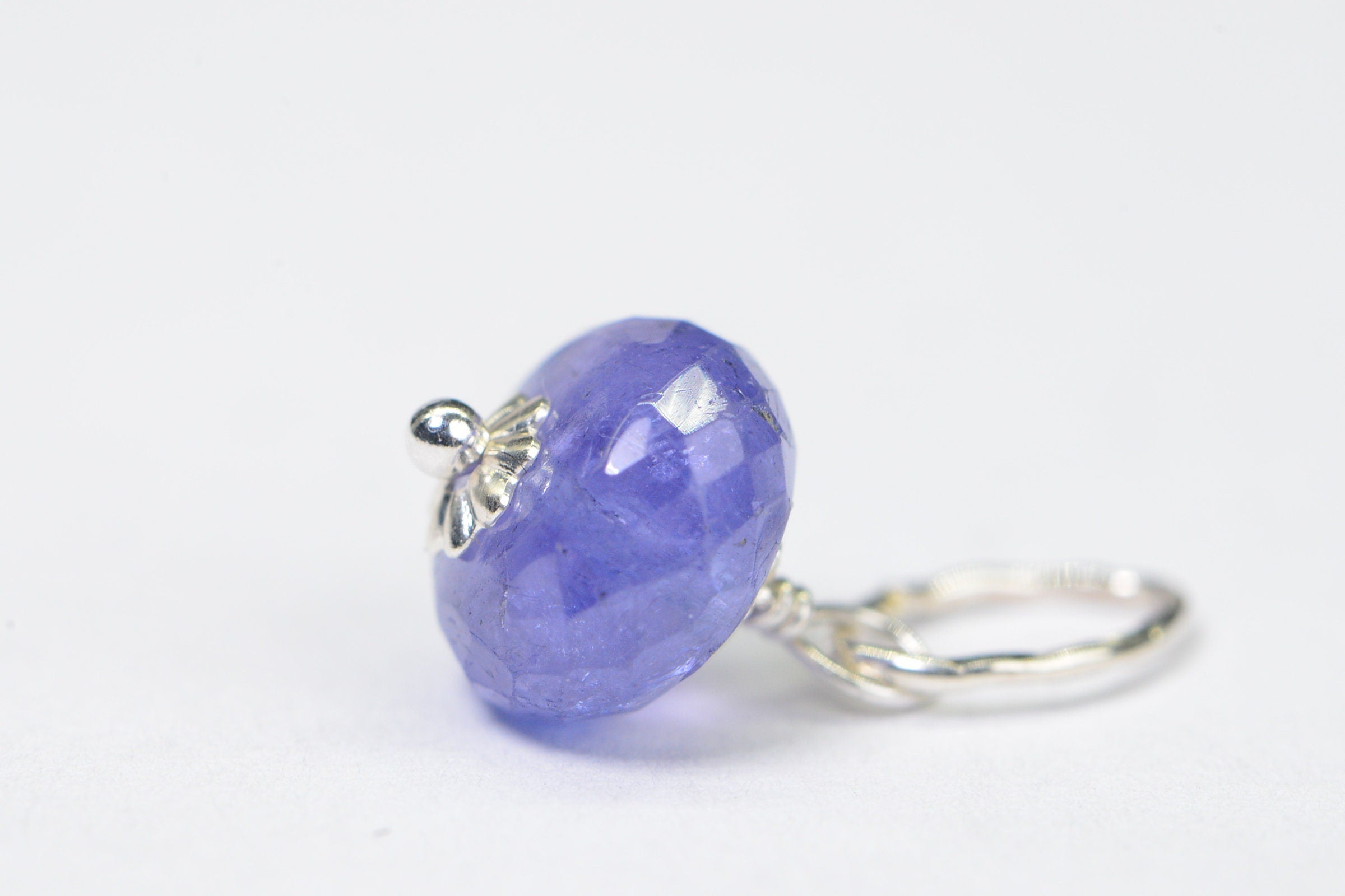 Tanzanite Charm: Sterling Silver Wire Wrapped Dangle, December Birthstone