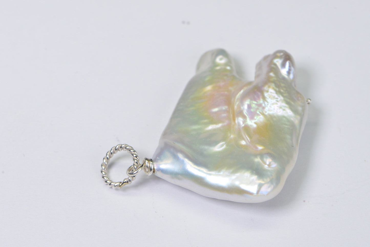 Sterling Silver Baroque Pearl Pendant, Irregular Freshwater Pearl