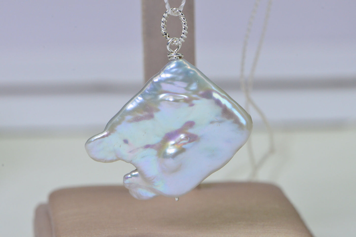 Sterling Silver Baroque Pearl Pendant, Irregular Freshwater Pearl