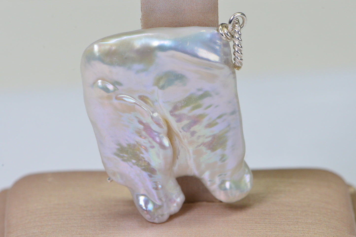 Sterling Silver Baroque Pearl Pendant, Irregular Freshwater Pearl