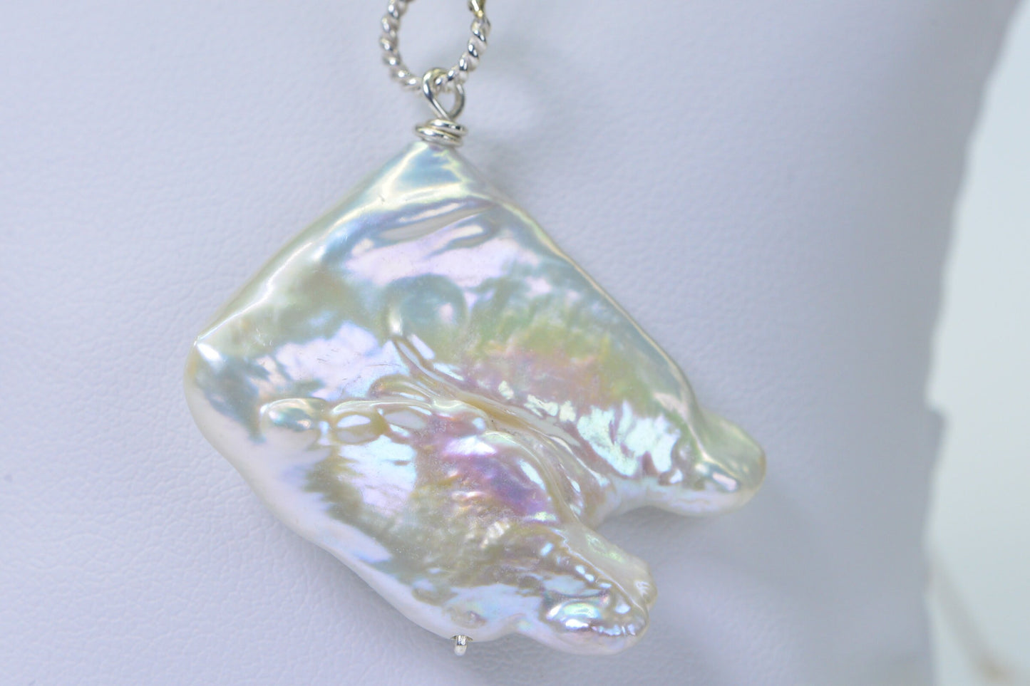 Sterling Silver Baroque Pearl Pendant, Irregular Freshwater Pearl