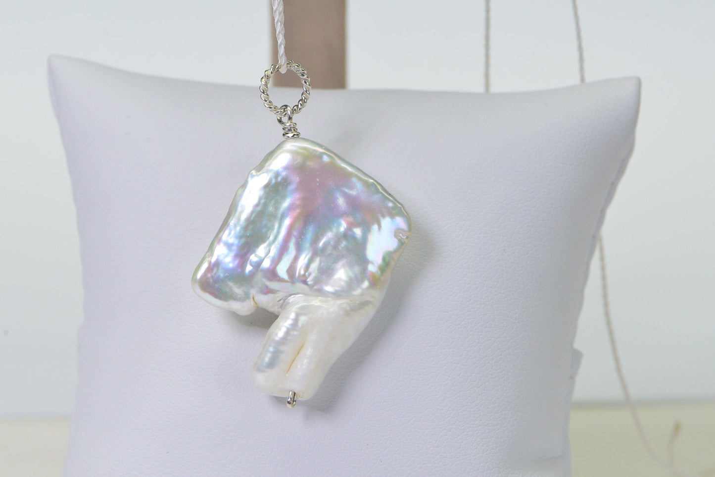 Sterling Silver Baroque Pearl Pendant, High Luster Freshwater Pearl