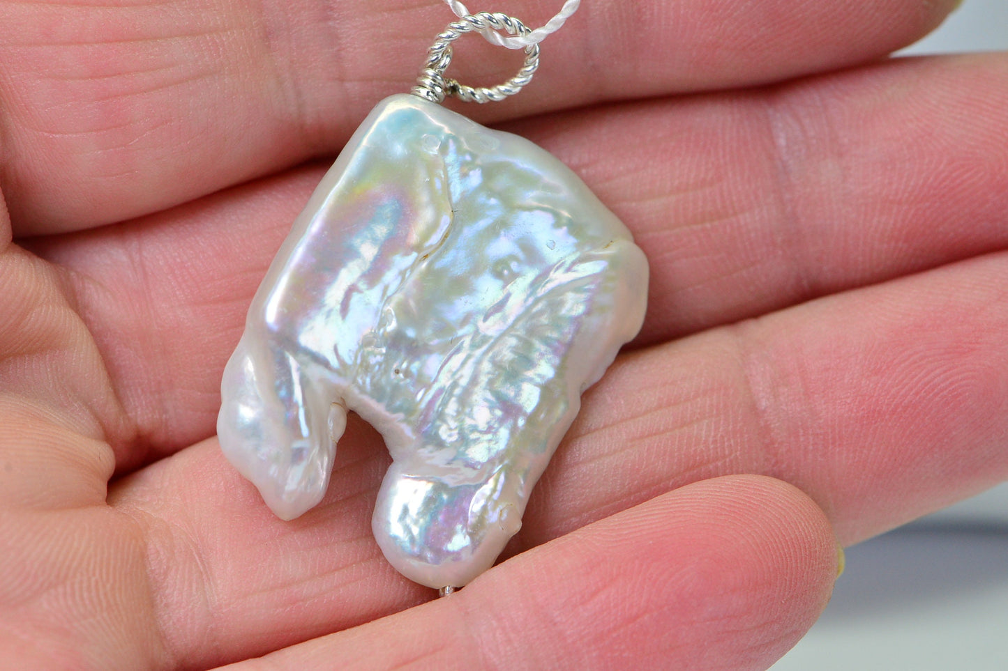 Baroque Pearl Pendant, Sterling Silver, Irregular Freshwater Pearl