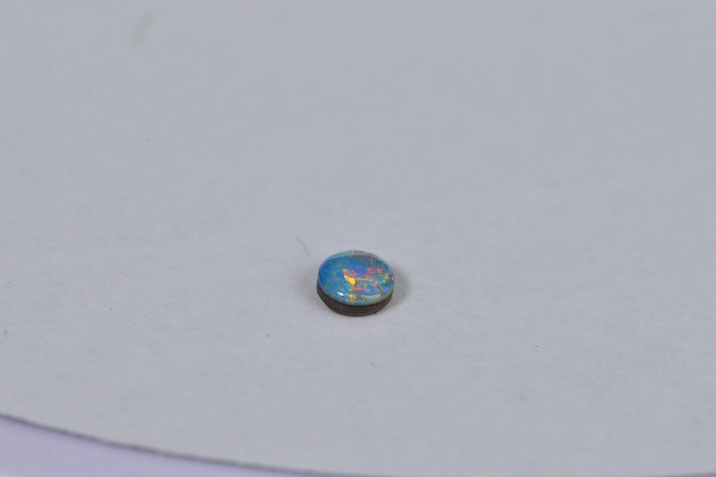 1 stone  Australian Black Opal Cabochons: Blue Green Round Gemstones (4mm)