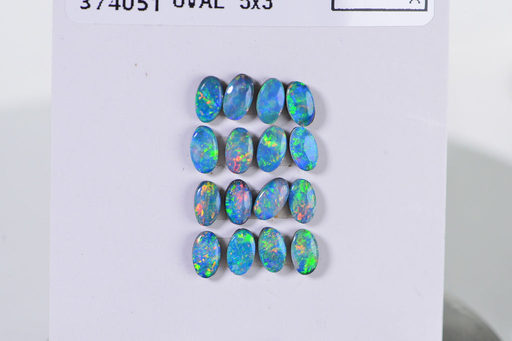 Australian Black Opal Doublet Cabochon: Metallic Oval Gemstone (5X3mm)