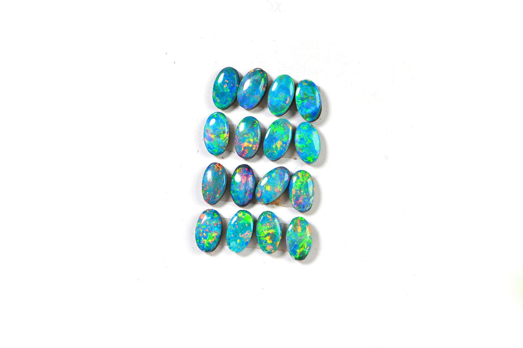 Australian Black Opal Doublet Cabochon: Metallic Oval Gemstone (5X3mm)