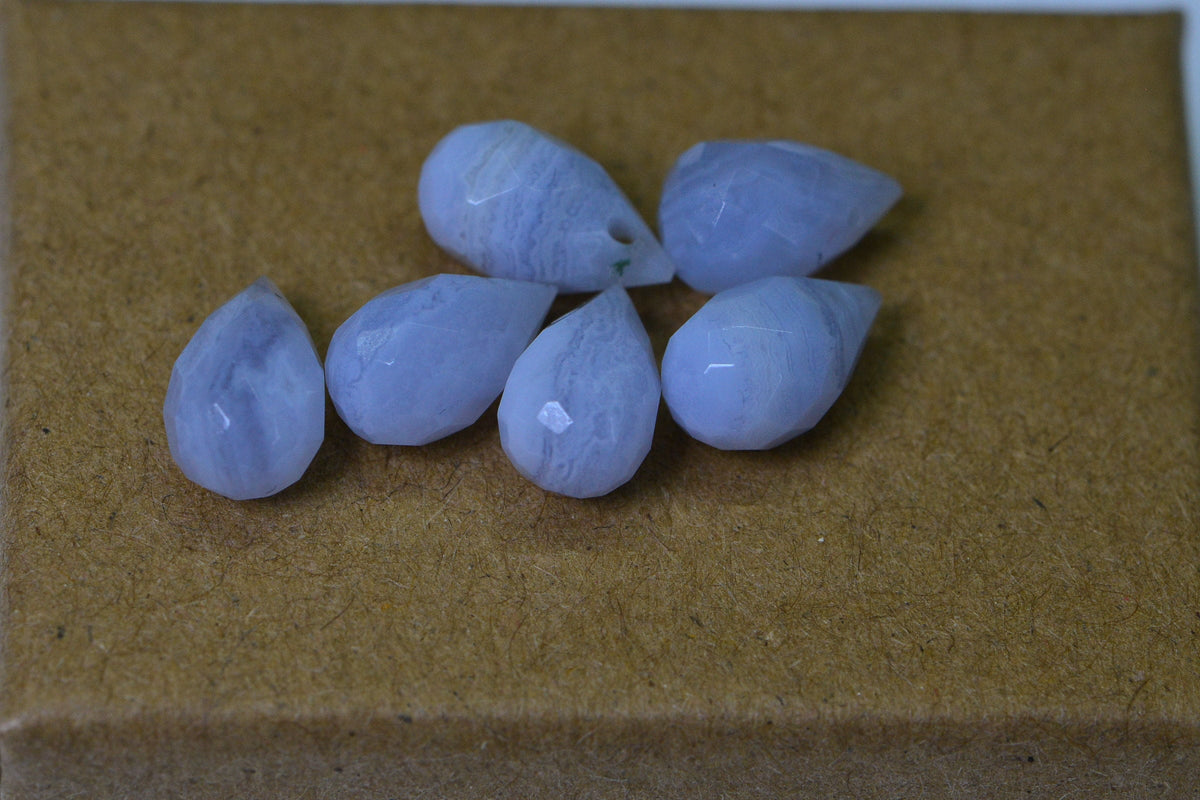 Faceted Blue Lace Agate Teardrop Beads: Jewelry Making Supplies