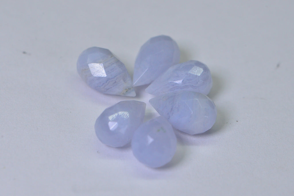 Faceted Blue Lace Agate Teardrop Beads: Jewelry Making Supplies