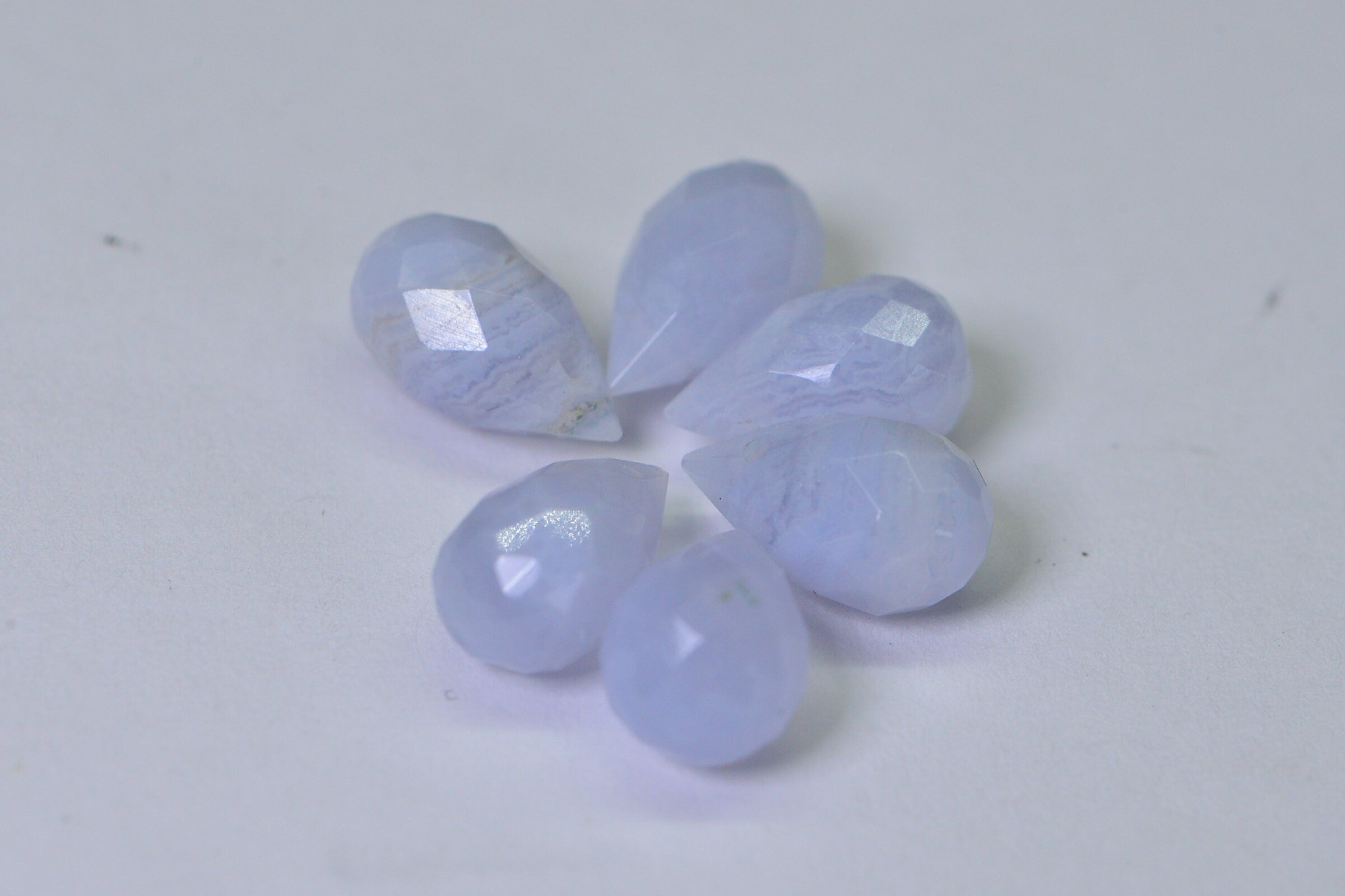 Faceted Blue Lace Agate Teardrop Beads: Jewelry Making Supplies