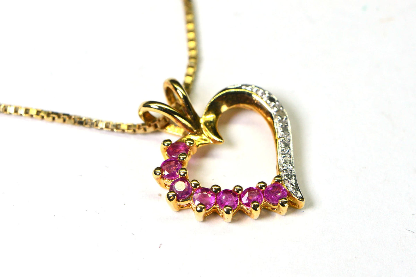 Ruby Diamond Heart Pendant, 14K Gold Over Sterling Silver Necklace