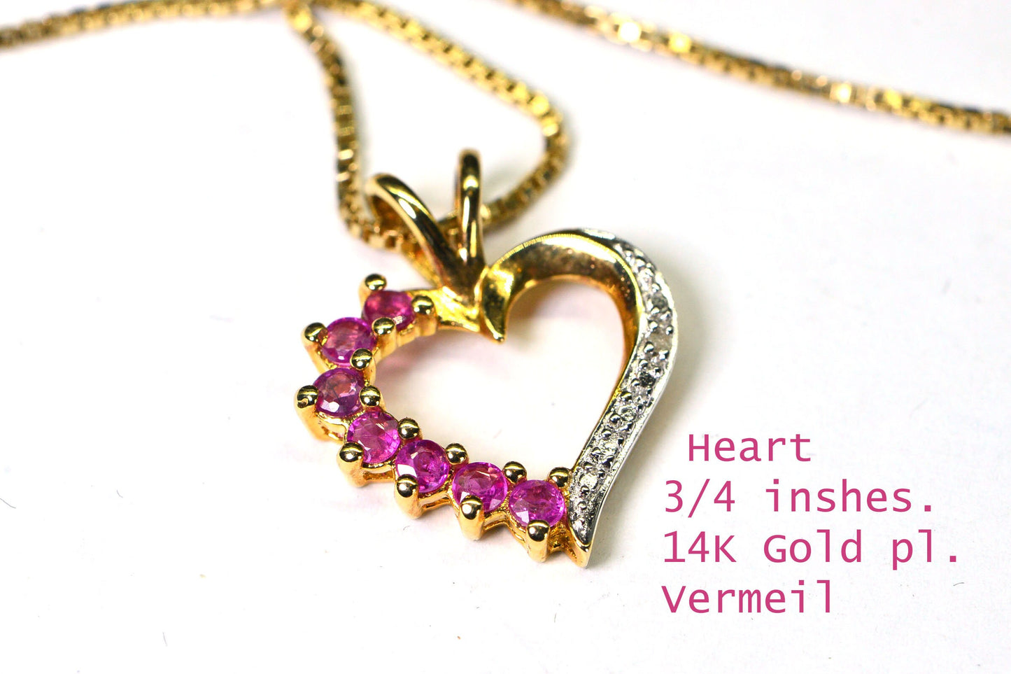 Ruby Diamond Heart Pendant, 14K Gold Over Sterling Silver Necklace