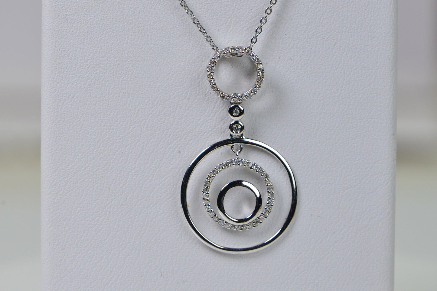 14K White Gold Diamond Circle Pendant, Anniversary Gift