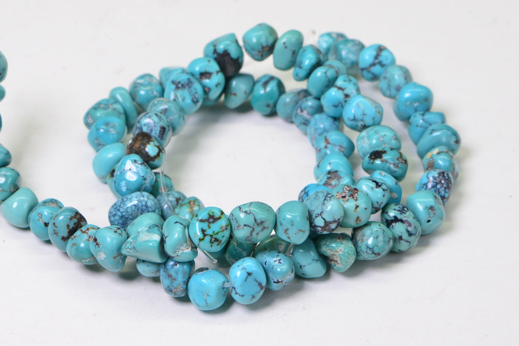 Kingman Turquoise Nugget Beads: Natural Arizona Gemstone, 16 Inch Strand