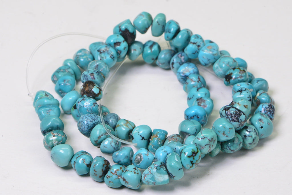 Kingman Turquoise Nugget Beads: Natural Arizona Gemstone, 16 Inch Strand