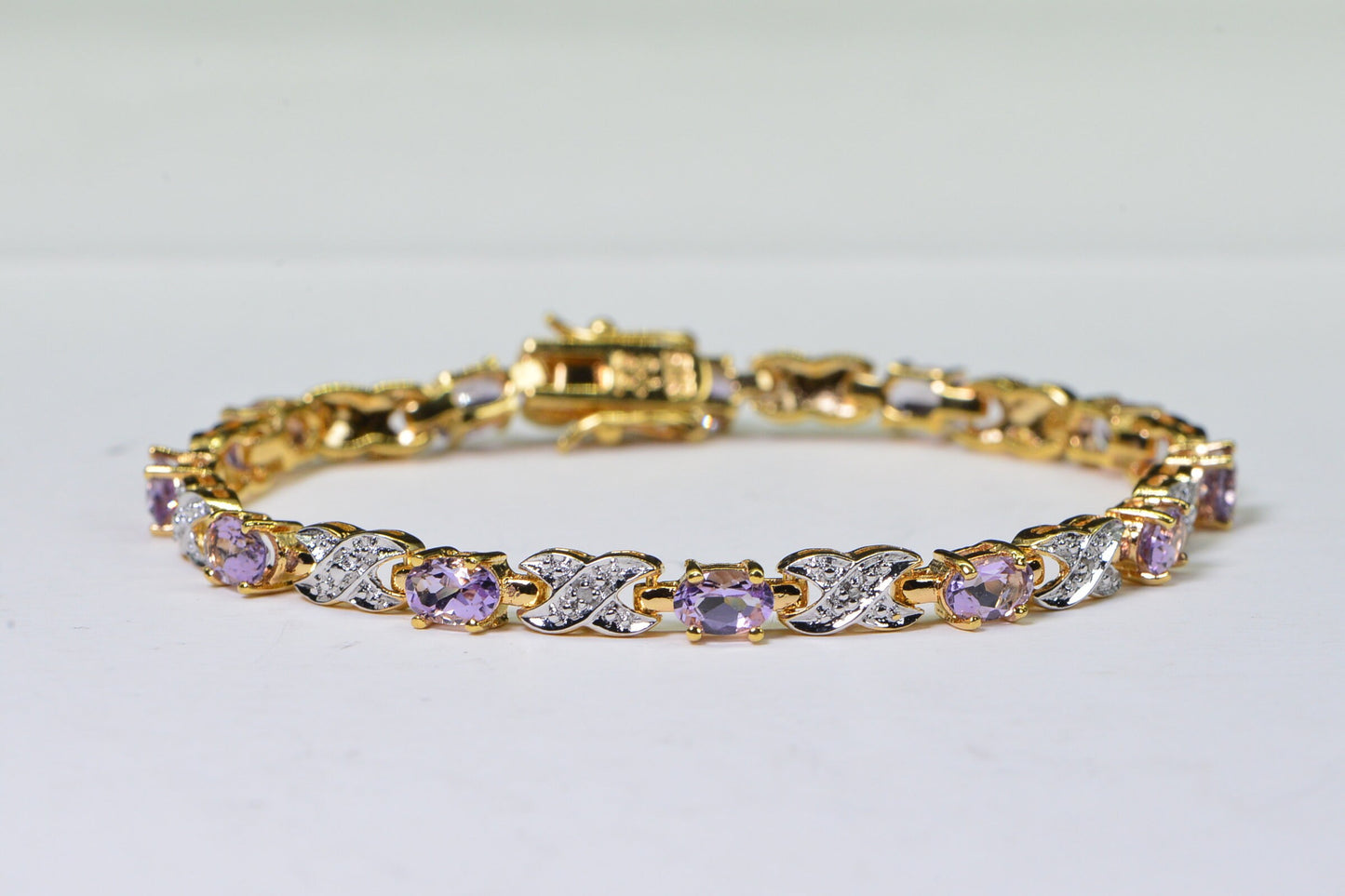 Kunzite Tennis Bracelet: 14K Gold Vermeil Sterling Silver, 8 ct Gemstone
