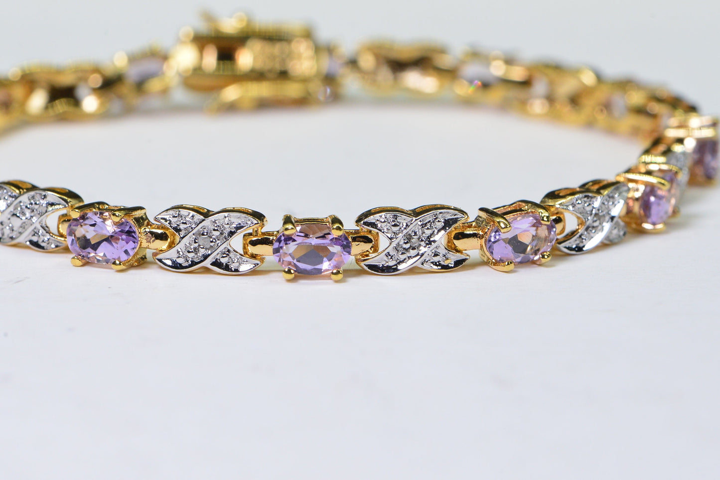 Kunzite Tennis Bracelet: 14K Gold Vermeil Sterling Silver, 8 ct Gemstone