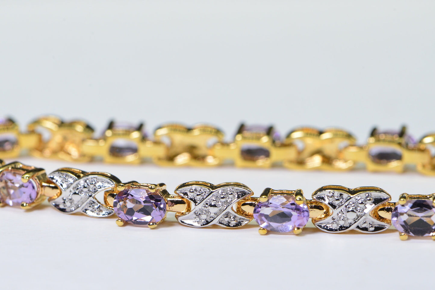 Kunzite Tennis Bracelet: 14K Gold Vermeil Sterling Silver, 8 ct Gemstone