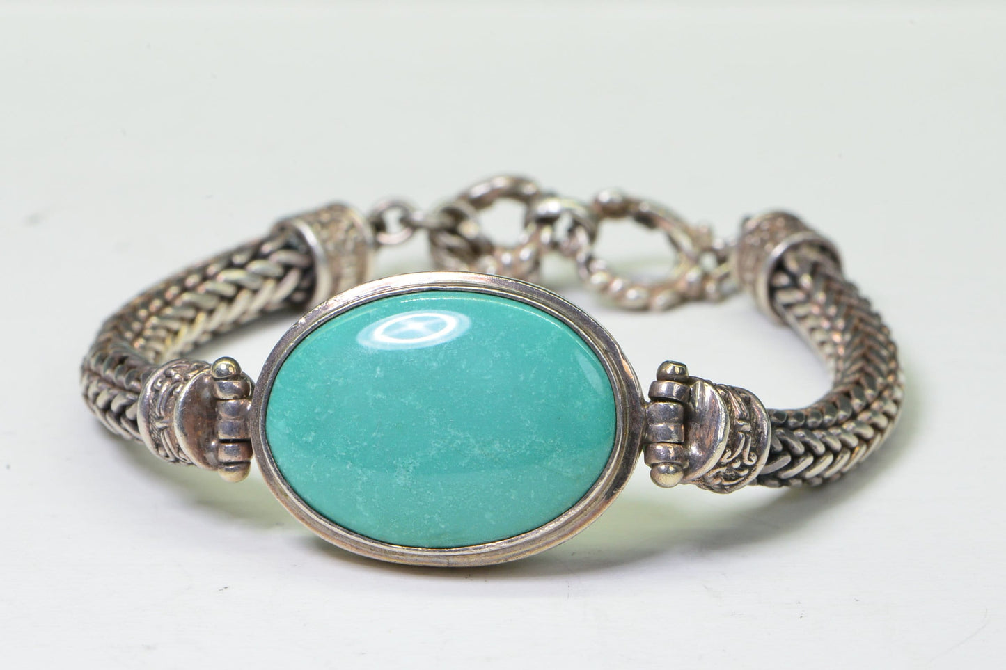 Vintage Kingman Turquoise Bracelet: Heavy Sterling Silver Watch Band