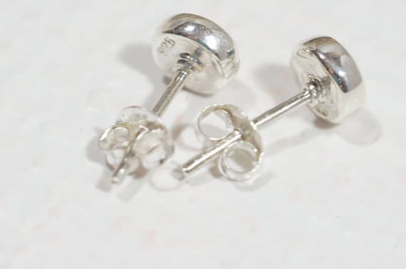 White Opal Stud Earrings, Sterling Silver Posts, Tiny 6mm