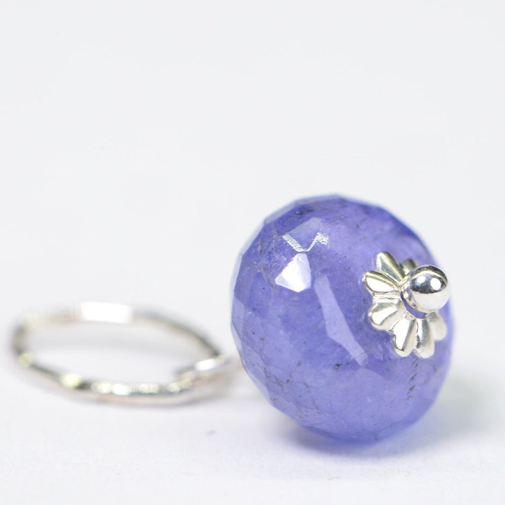 Tanzanite Charm: Sterling Silver Wire Wrapped Dangle, December Birthstone