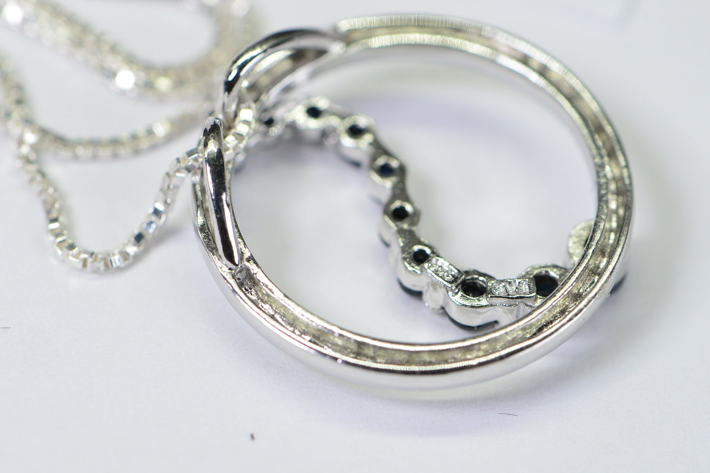Natural Sapphire Pendant Circle open S shape Pendant Sterling silver Anniversary Gift For Wife