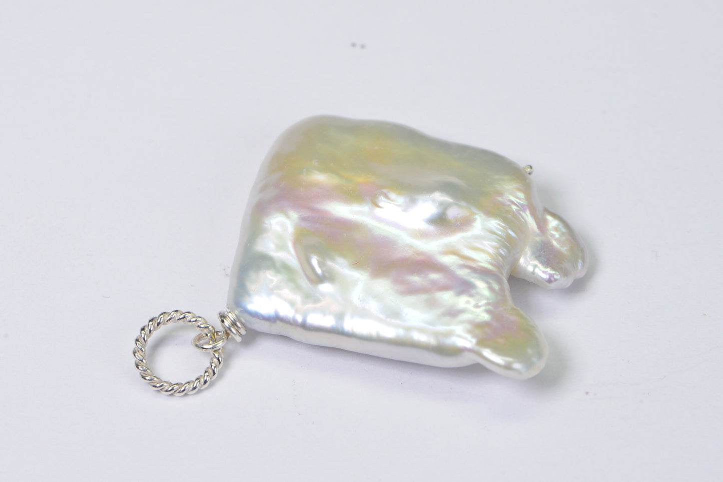 Sterling Silver Baroque Pearl Pendant, Irregular Freshwater Pearl