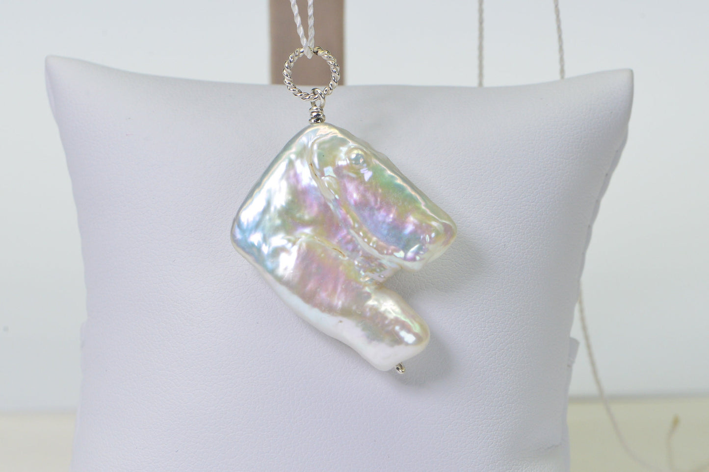 Sterling Silver Baroque Pearl Pendant, High Luster Freshwater Pearl