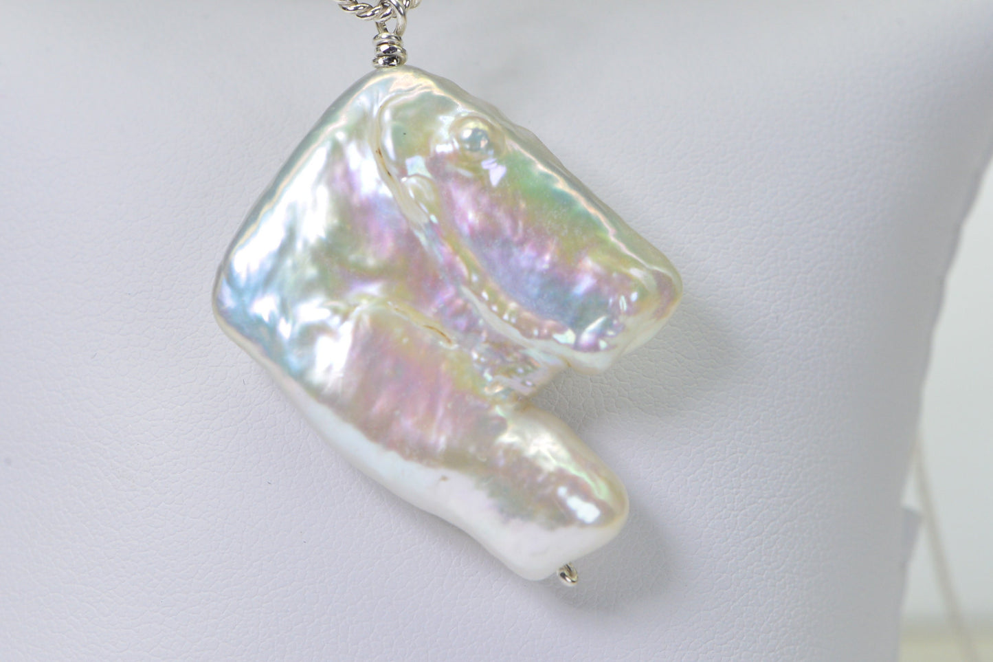 Sterling Silver Baroque Pearl Pendant, High Luster Freshwater Pearl