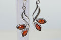Baltic Amber Earrings: Sterling Silver Branch Leaf Dangle Earrings